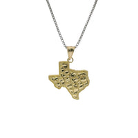 14KT Gold Charm Medium Texas Nugget with Beaded Border and Plain Bell