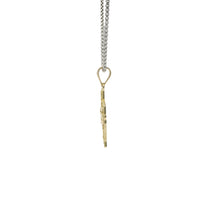 14KT Gold Charm Medium Texas Nugget with Beaded Border and Plain Bell