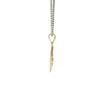 14KT Gold Charm Medium Texas Nugget with Beaded Border and Plain Bell