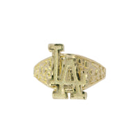 14KT Gold Ring Unisex Mini Nugget Raised "LA" (Los Angelos) and Plain Nugget Band