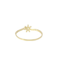 14KT Gold Ring Women's Light Weight White CZ Stone Snowflake Center with White CZ Stone Band