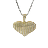 14KT Gold Charm Medium White CZ Stones Heart with White CZ Stones Bell
