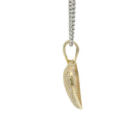 14KT Gold Charm Medium White CZ Stones Heart with White CZ Stones Bell