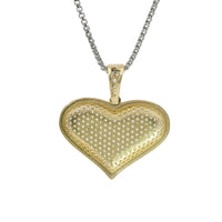 14KT Gold Charm Medium White CZ Stones Heart with White CZ Stones Bell