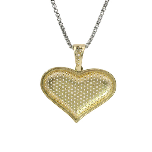 14KT Gold Charm Medium White CZ Stones Heart with White CZ Stones Bell