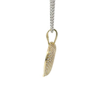 14KT Gold Charm Medium White CZ Stones Heart with White CZ Stones Bell