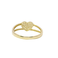 14KT Gold Ring Women's White CZ Stones Heart Cluster Center with Plain Split Band