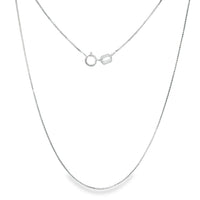 14KT White Gold Solid Thin Chain Box Link with Pinwheel Clasp .5mm