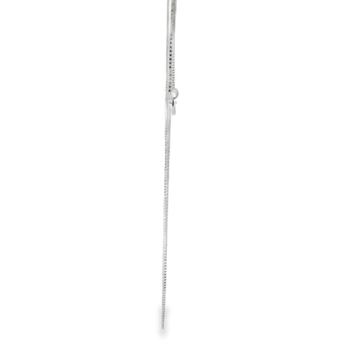 14KT White Gold Solid Thin Chain Box Link with Pinwheel Clasp .5mm
