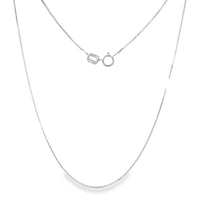 14KT White Gold Solid Thin Chain Box Link with Pinwheel Clasp .5mm