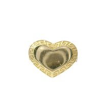14KT Gold Ring Women's Wide Engravable Heart with Greek Border and Cuban Link Band