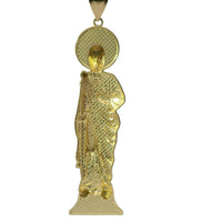 14KT Gold Charm Large Two Tone "St. Jude" Name Plate St Jude Figure with Plain Bell