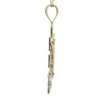 14KT Gold Charm Extra Large Tri Tone Caravaca Crucifix Cross with Plain Bell