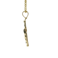 14KT Gold Charm Extra Small Two Tone Bar End Crucifix Cross with Plain Bell