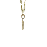 14KT Gold Charm Extra Small Two Tone Oval St Benedict Coin with Plain Bell
