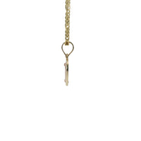 14KT Gold Charm Extra Small Two Tone Open Swirl Heart with Diamond Cut Border and Plain Bell