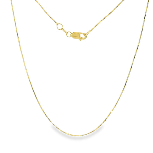 14KT Gold Solid Thin Chain Box Link with Pinwheel Clasp .4mm