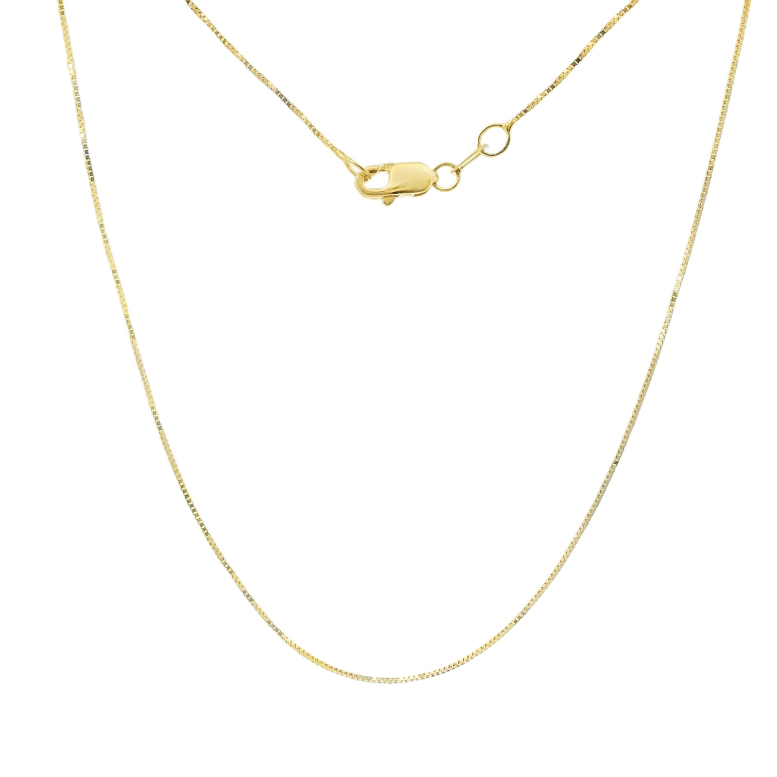 14KT Gold Solid Thin Chain Box Link with Pinwheel Clasp .4mm