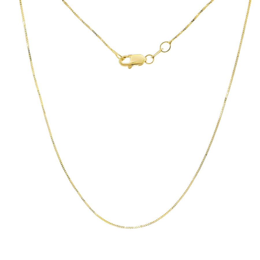 14KT Gold Solid Thin Chain Box Link with Pinwheel Clasp .4mm
