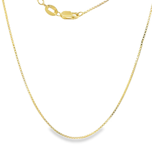 14KT Gold Solid Thin Chain Box Link with Pinwheel Clasp .8mm
