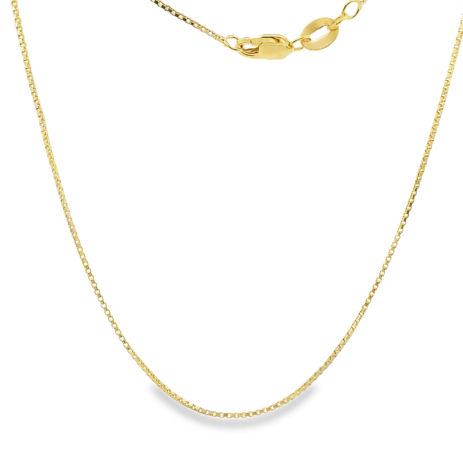 14KT Gold Solid Thin Chain Box Link with Pinwheel Clasp .8mm